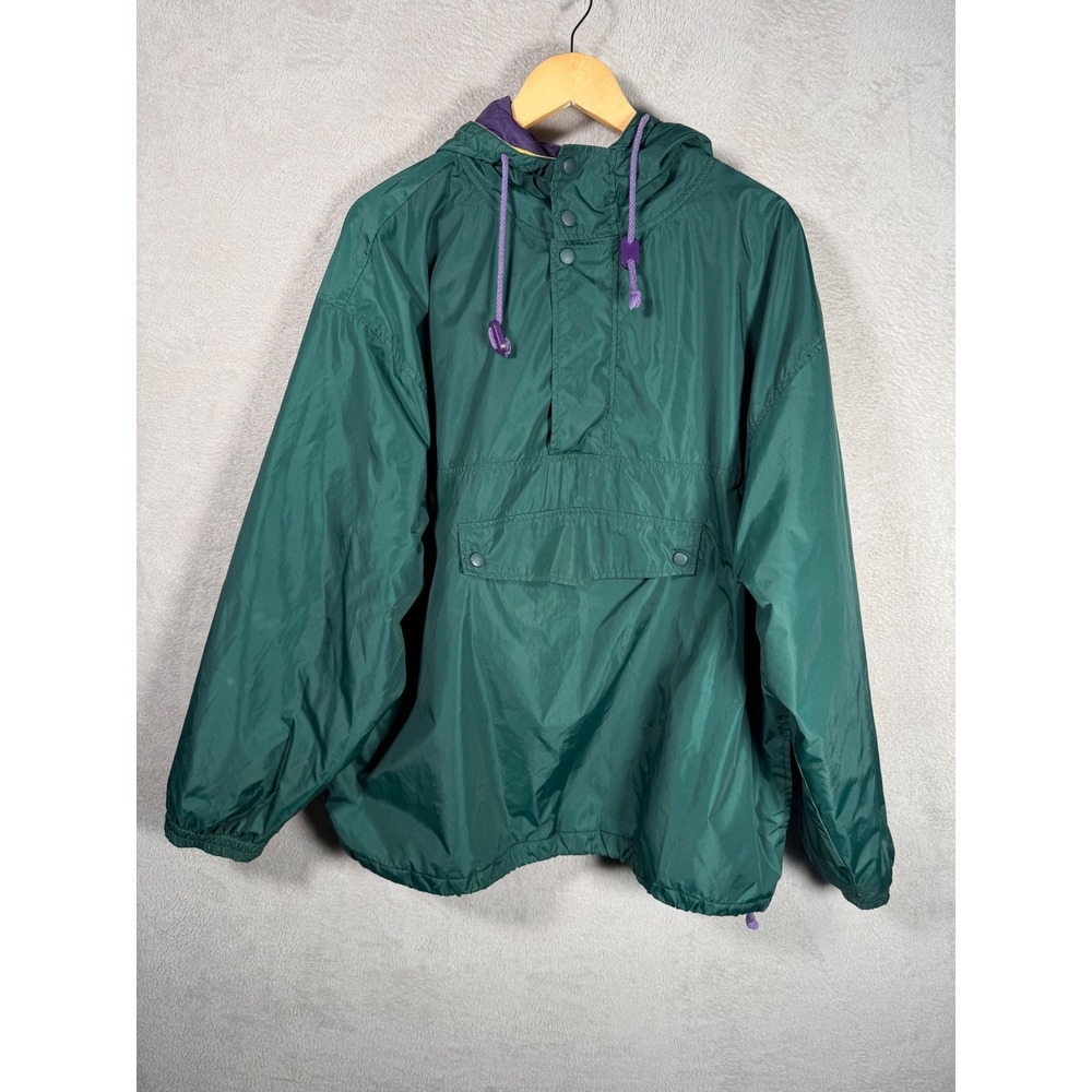 Vintage Gap Anorak Windbreaker Jacket Mens XL Green Purple Pullover Hooded 90s